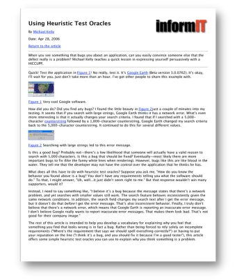Using Heuristic Test Oracles Michael Kelly: Using heuristic test oracles